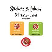 Allergy Alert Labels 31 pc - No Tree nuts Orange & Green