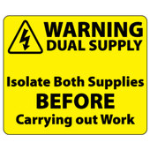 ​Warning Dual Supply Labels 40x33mm