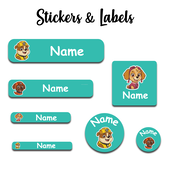 Ajooba - Dog Police Turquoise Personalized Labels -Value pack of 108 labels