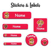 Ajooba - Dog Police Red Personalized Labels -Value pack of 108 labels