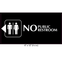 Waterproof Sticker Toilet Signs Labels- No Public Restroom 005 - Medium Rectangle
