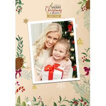 5x7 Flat Personalised Christmas Greeting Cards -019