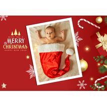 5x7 Flat Personalised Christmas Greeting Cards -028