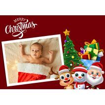 5x7 Flat Personalised Christmas Greeting Cards -036