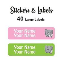 Large Labels 40pc Elephant Girl - perfect for books and bags