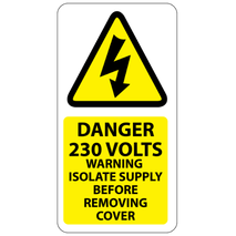 ​Danger 230 Volts Isolate Supply Labels 25x50mm