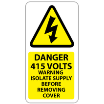 ​Danger 415 Volts Isolate Supply Labels 25x50mm