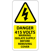 ​Danger 415 Volts Isolate Supply Labels 33x63mm