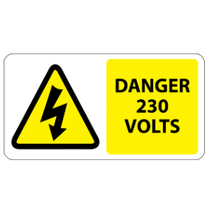 ​Danger 230 Volts Labels 63x33mm