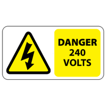 ​Danger 240 Volts Stickers 100x50mm