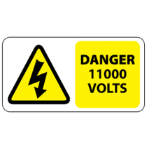 ​Danger 11000 Volts Labels 63x33mm