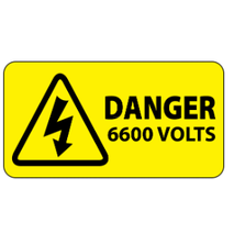 ​Danger 6600 Volts Labels 50x25mm