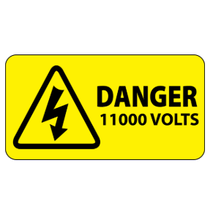 Danger 11000 Volts Labels 63x33mm