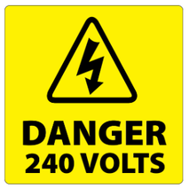​Danger 240 Volts Stickers 100x100mm