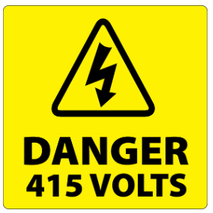 ​Danger 415 Volts Labels 100x100mm