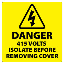 ​Danger 415 Volts Isolate Supply Labels 50x50mm