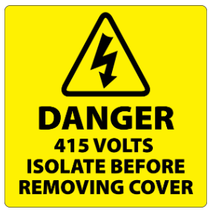 ​Danger 415 Volts Isolate Supply Labels 100x100mm
