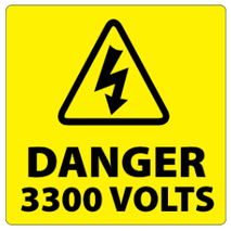 ​Danger 3300 Volts Labels 50x50mm