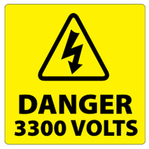 ​Danger 3300 Volts Labels 100x100mm
