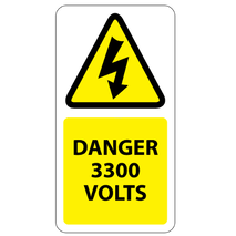 ​3300 Volts Labels 25x50mm