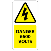 6600 Volts Labels 33x63mm