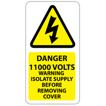 Danger 11000 Volts Isolate Supply Labels 25x50mm