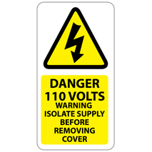 ​Danger 110 Volts Isolate Supply Labels 33x63mm