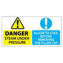 Danger Steam Under Pressure Labels 100x50mm