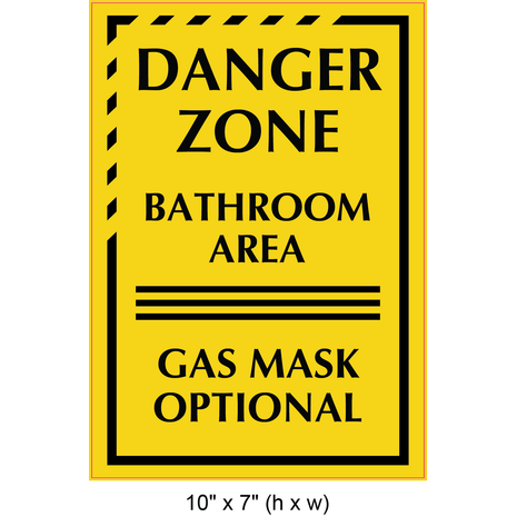 Waterproof Sticker Toilet Signs Labels- Reminder - Danger Zone Area