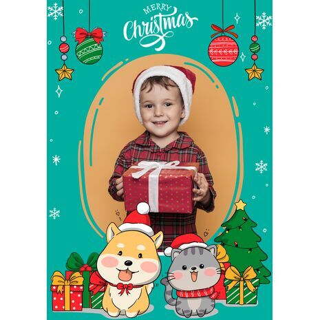 5x7 Flat Personalised Christmas Greeting Cards -040