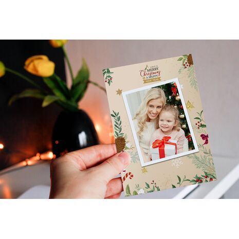 5x7 Flat Personalised Christmas Greeting Cards -019
