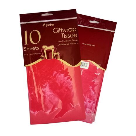Ajooba Giftwrap Tissue Red - 50 cmX 66 cm 4 Pcs  