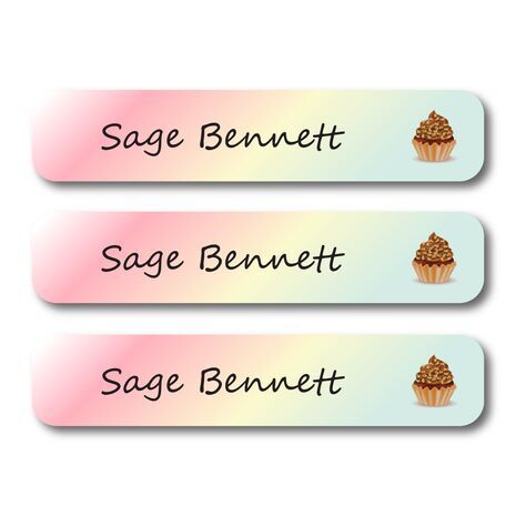 Kiwi Cupcake-Pack of 30 Large waterproof labels