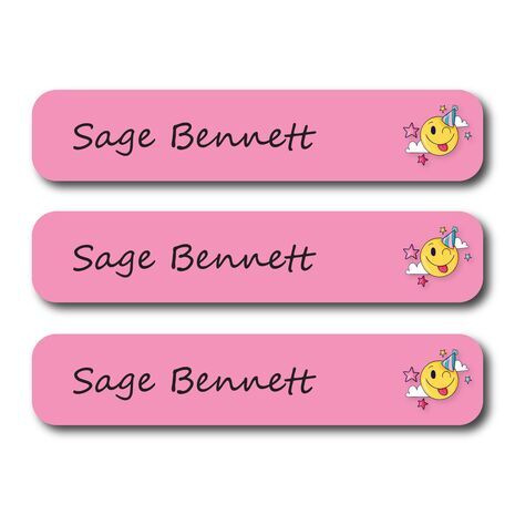 Pink Smiley-Pack of 30 Large waterproof labels