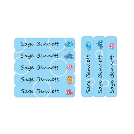 Shy Shark-Pack of 30 Large waterproof labels