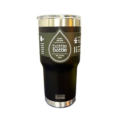 30oz Stainless Steel Insulated Travel Tumbler with Lid, 890ml (Black)