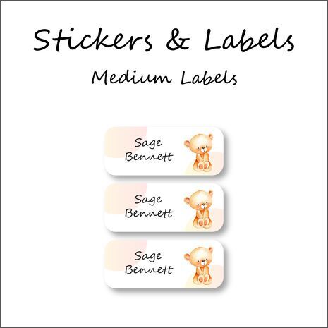 Teddy Bear-Pack of 30 Classic Waterproof Labels