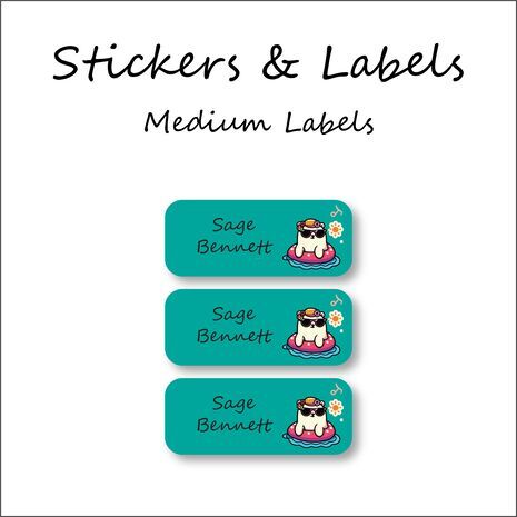 Pool Ready Bear-Pack of 30 Classic Waterproof Labels