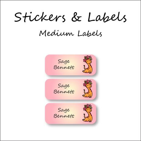 Tiara Giraffe-Pack of 30 Classic Waterproof Labels