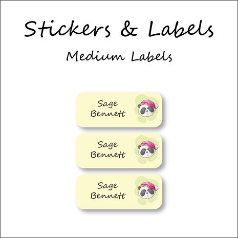 Sleepy Panda-Pack of 30 Classic Waterproof Labels