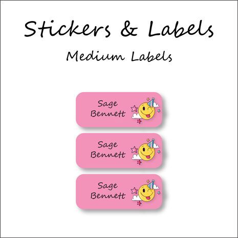 Pink Smiley-Pack of 30 Classic Waterproof Labels