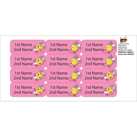 Pink Smiley-Pack of 30 Classic Waterproof Labels