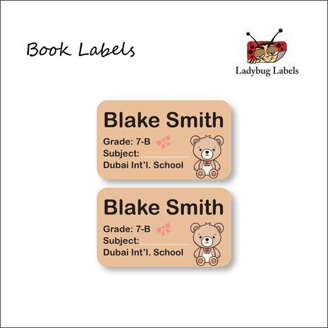 Bow Teddy-Pack of 40 Book Labels