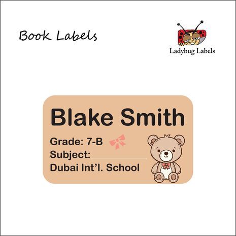 Bow Teddy-Pack of 40 Book Labels