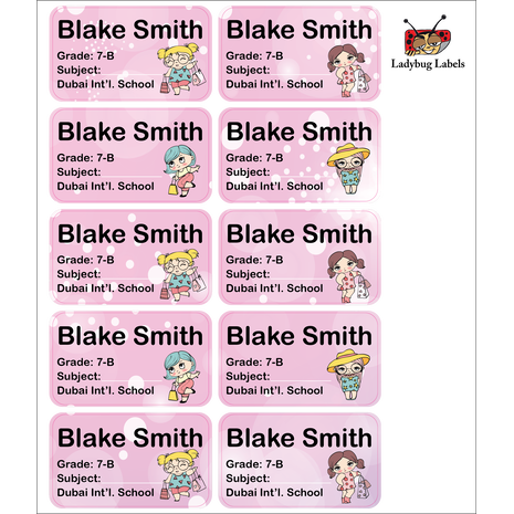 Shopping Girl-Pack of 40 Book Labels