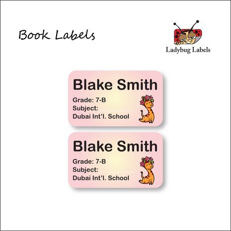 Tiara Giraffe-Pack of 40 Book Labels