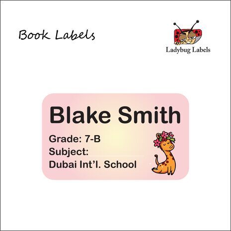 Tiara Giraffe-Pack of 40 Book Labels