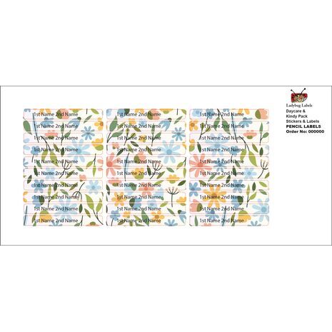 Flower Wallpaper-Pack of 30 Pencil Waterproof Labels
