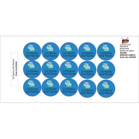 Smiling Hippo-Pack of 50 Round Waterproof Labels