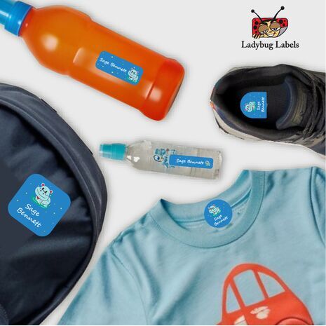 Smiling Hippo-Pack of 50 Round Waterproof Labels